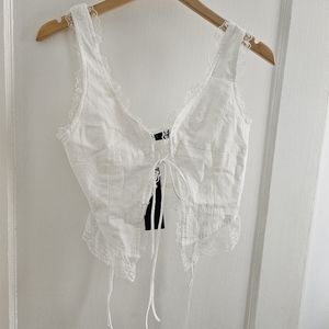 NWT Lioness White Lacey Cotton Top